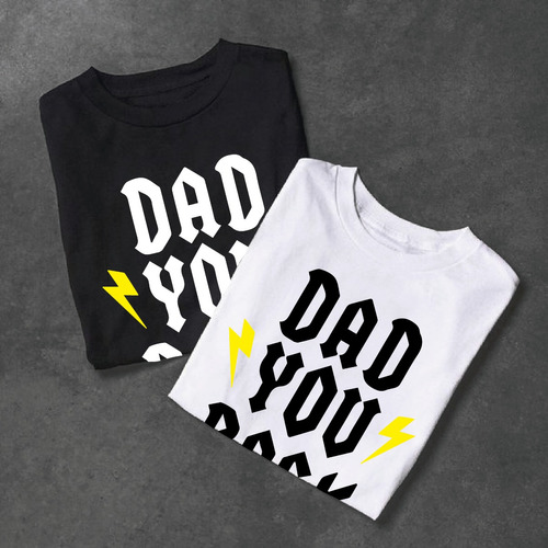 2 Camisetas Algodón Dia Del Padre Dad You Rock 01