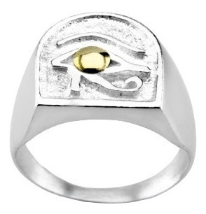 Anillo Ojo De Horus De Plata Y Oro