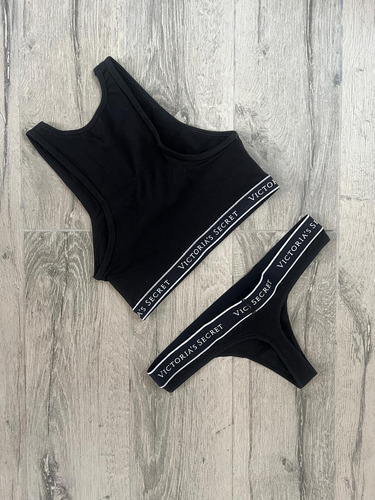 Conjunto Victorias Secret De Algodón Xs/s Negro Xs/s