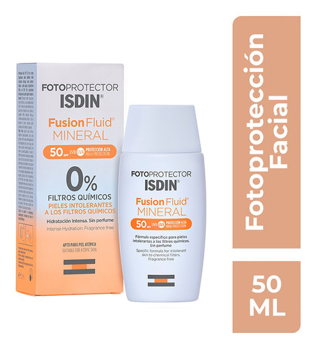 Fotoprotector Isdin Fusion Fluido Spf 50+ Mineral Protector Solar Piel Sensible