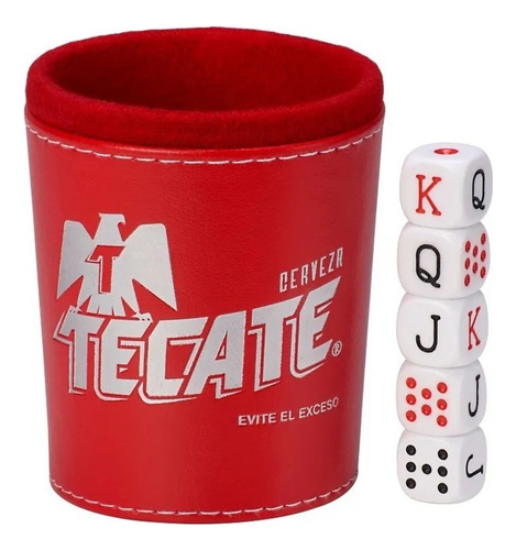 Domino Tecate Plata Profesional / Cubilete Tecate / Dados