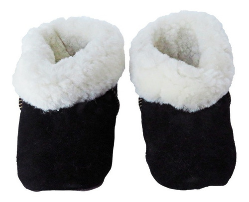 Pantuflas De Cuero Reno Negro - Tallas Niño/a