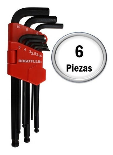6 Juegos De 9 Llaves Hex Mm Largaspunta Bola 1,5mm A 10mm