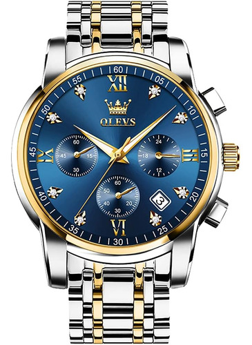 Olevs Relojes De Cuarzo Azul Para Hombre Reloj Cronógrafo De