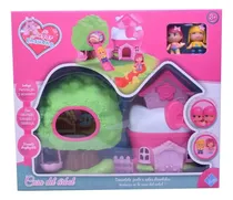 Comprar Casa Del Árbol Para Muñecas Con 2 Muñecas El Duende Azul Color Rosa