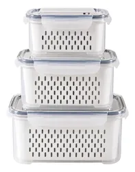 Kit 3 Organizadores Geladeira Alimentos Vegetais Com Tampas