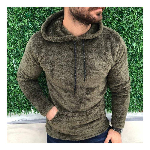 Sudadera Slim Fit De Felpa Para Hombre En Colores Lisos