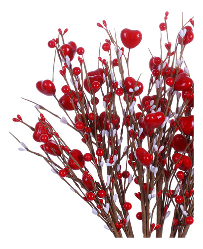 Artificial Berry Flower Stems For Valentines Day, 6 Pcs