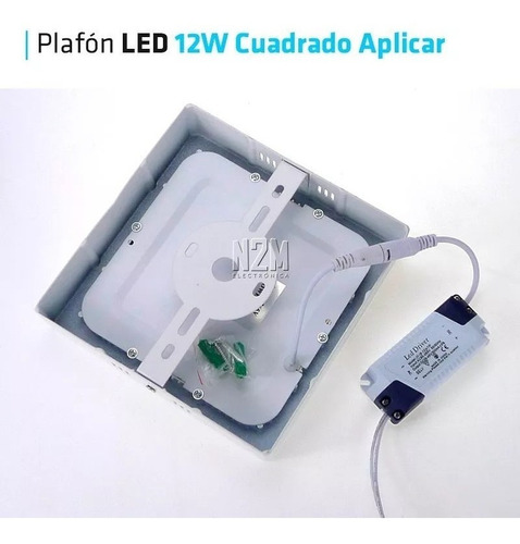 Imagen 2 de 10 de Plafon Led Cuadrado Aplicar 12w Panel Marco Blanco