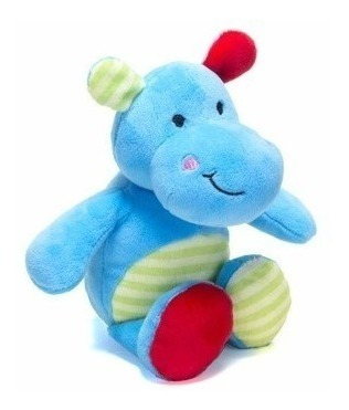 Ursinho De Pelucia Com Chocalho Hipopótamo Azul Ac1709