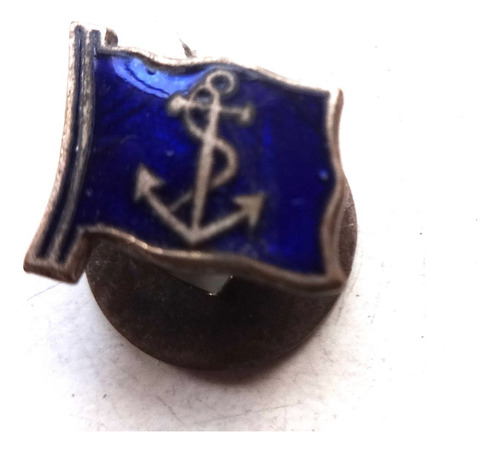 Militaria Pin Antiguo Armada Liga Naval Ancla Escudo Azul (Usado)