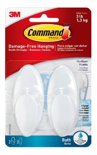 Ganchitos Para Colgar 3m Command Baño X2 Gancho Perchero Ft