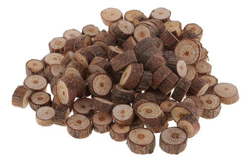 100 Piezas De Mini Rebanadas De Madera Natural Redondas Para