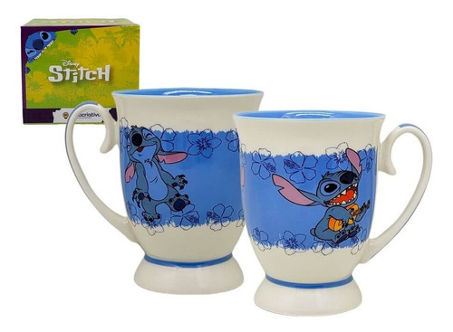 Caneca Stitch Royal Retrô Vintage Personagens Caixa Oficial