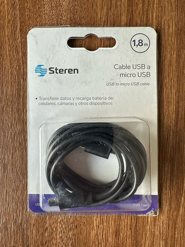 Cable Usb A Micro Usb Steren 1.8 Metros Negro
