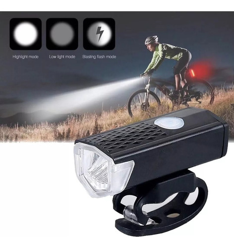 Luz Led Con Soporte Delantera Para Bici Recargable Usb Dz