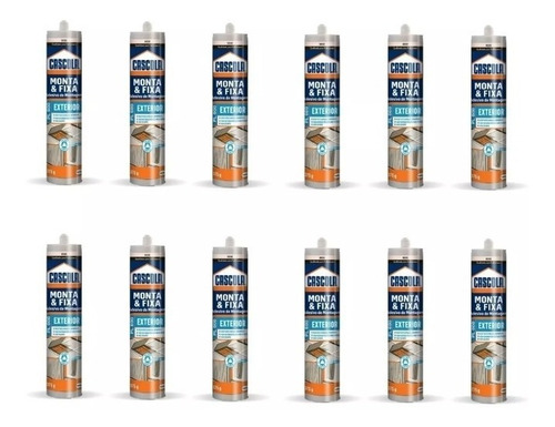 Kit 12 Cola Cascola Monta Fixa Área Externo375g Pl600 Henkel