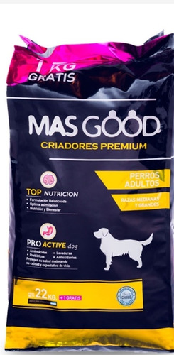 Mas Good 22kg Premium Criadores Alimento Perros Grand. Y Med