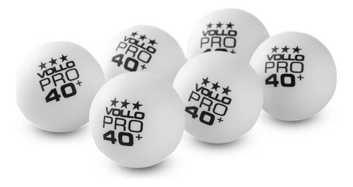 Kit 6 Bolas De Tênis De Mesa Ping-Pong VT611-3 3 Estrelas Com 6 Unidades Branca Vollo