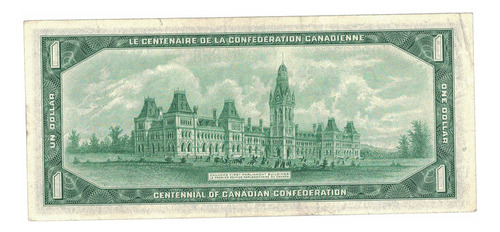 Billete Canada 1 Dolar (1967) Reina / Parlamento (Usado)