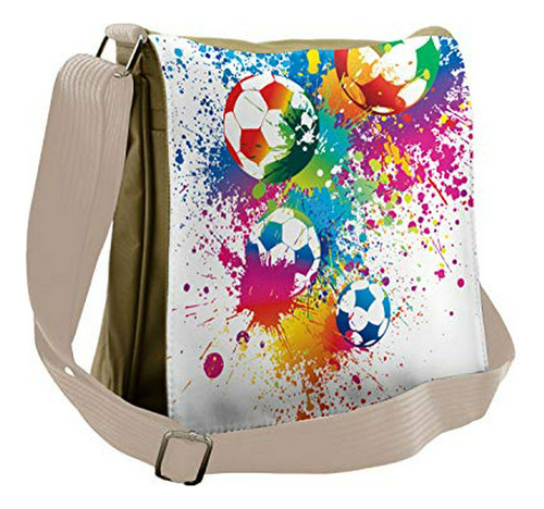 Bolso De Mensajero - Ambesonne Soccer Bag, Colorful Splashes