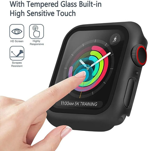 Imagen 6 de 10 de Funda Protectora Compatible Apple Watch Full Cover Vidrio 9h