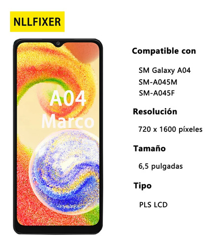 Display Pantalla Touch Para Samsung A04 Con Marco Sm-a045m