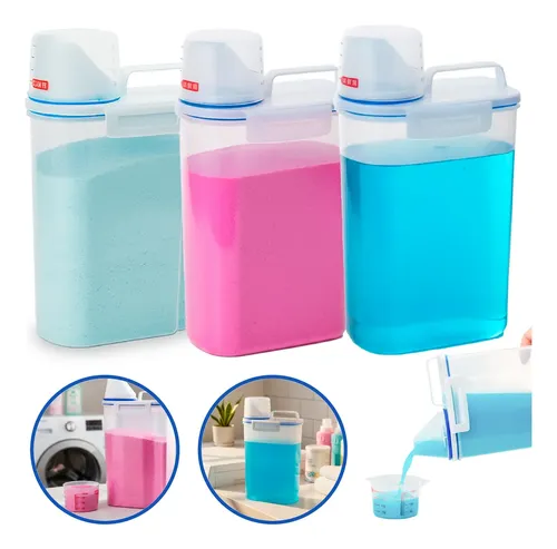 Kit 3 Dispenser Amaciante Sabão Em Pó Líquido Lavanderia