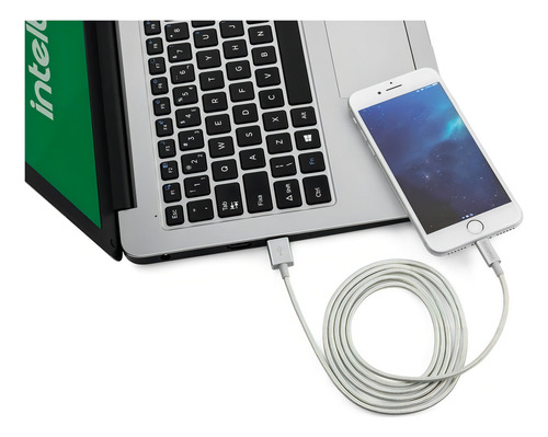 Cabo Usb-a Lightning 1,5m Nylon Eual 15nb Intelbras iPhone