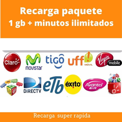 Recarga Celular 1gb Internet, Ilimitados 7 Dias Rapidisimo