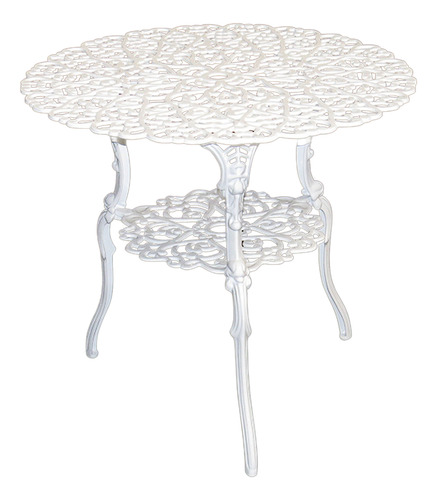 Mesa Alumínio Fundido Viena 80cm Para Jardim Piscina Varanda Cor Branco