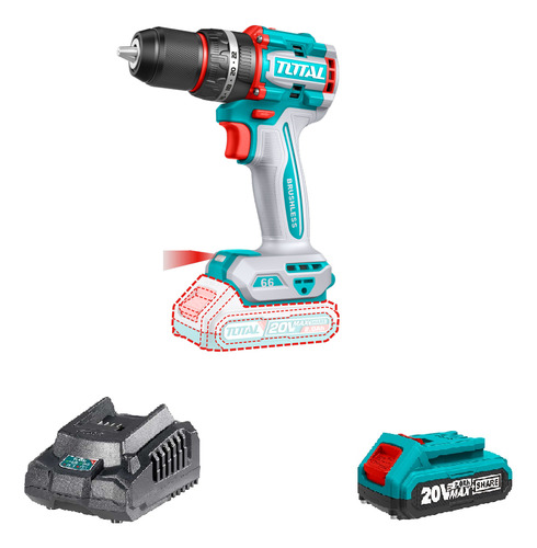 Taladro Percutor Inalambrico 20v 66nm Con Bateria Tidli20668