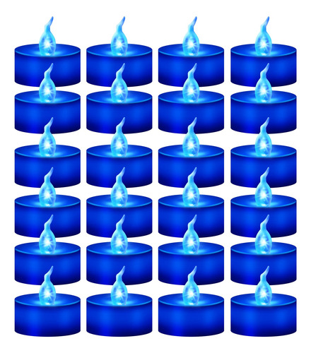 Windshell 24 Velas De Te De Llama Parpadeante Azul Real (led