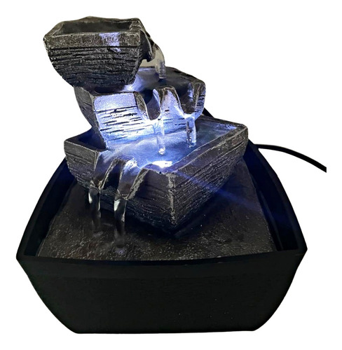 Fuente De Agua Chica Deco 4 Cascadas Torres Led 19cm Zn Ct