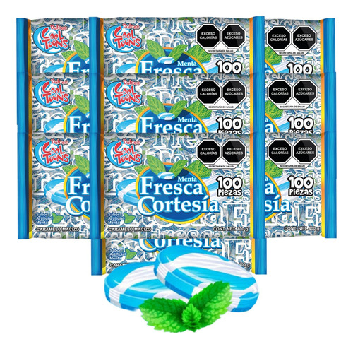 Caramelo Menta Macizo 1100pz Fresca Cortesía Cool Toons