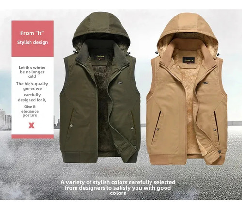 Chaleco Casual De Invierno Con Capucha Y Forro Polar Para Ho