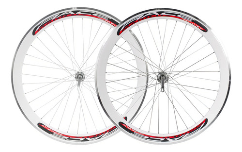 Rodas de bicicleta em alumínio branco R700 36h | Fixie Bicimex