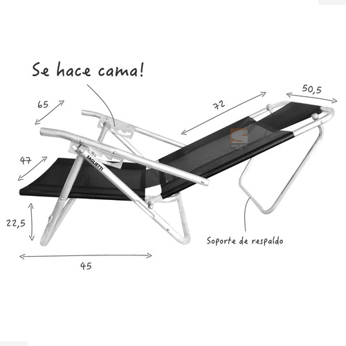 Imagen 6 de 10 de Reposera Cama Aluminio Super Reforzada Playera 125 Kilos