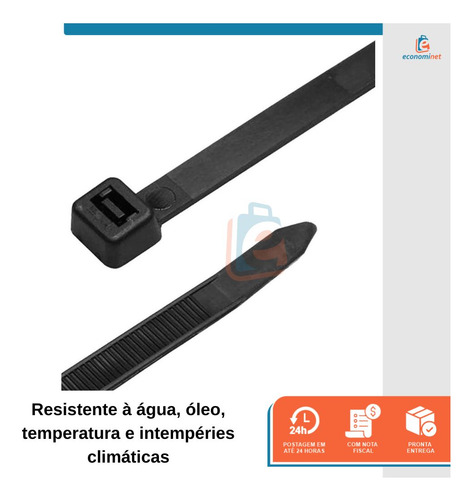 100 Abraçadeira Nylon Starfer Preta 100mm X 2,5mm