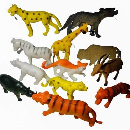 Kit Brinquedo Com 12 Animais Selva Safari Zoo Miniaturas !