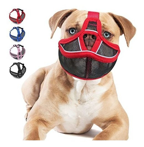 Imagen 10 de 11 de Bozal Para Perro De Hocico Corto Ajustable De Malla Xl Azul