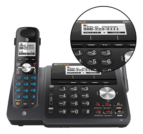 Teléfono Inalámbrico At&t Tl88102bk Dect 6.0 De 2 Líneas Con