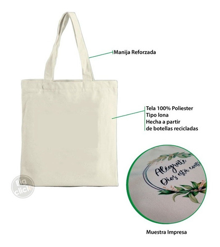 Imagen 1 de 3 de Bolsa Reutilizable Tote Bag 30 X 28cm Personalizada
