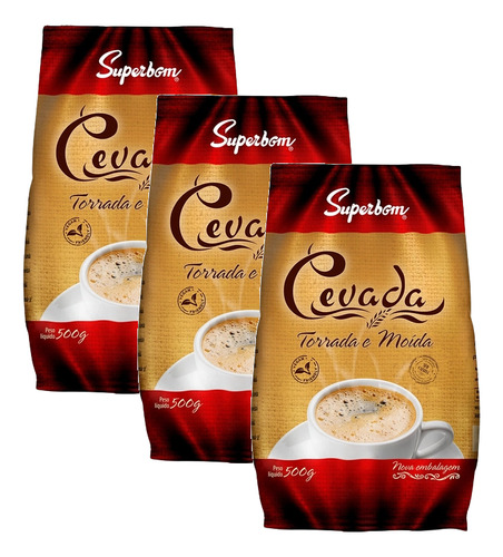 Kit 3 Café Cevada Torrada E Moída Superbom Pacote 500g