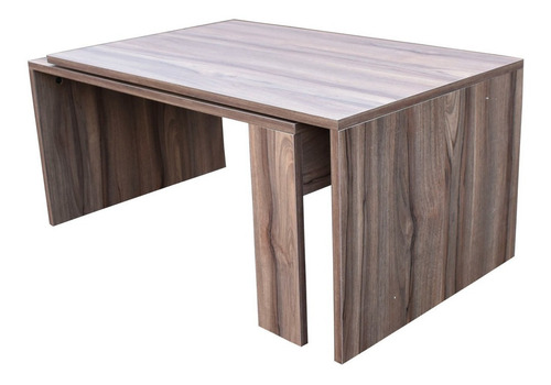 Mesa De Centro Minimalista Hogare Multi Posiciones Color Parota