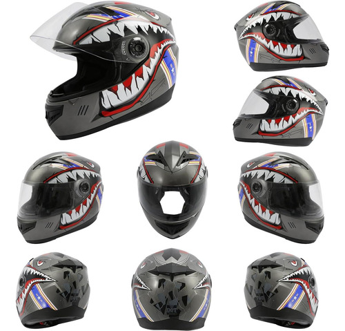 Casco Infantil Slmoto De Motocross - Boca De Tiburón