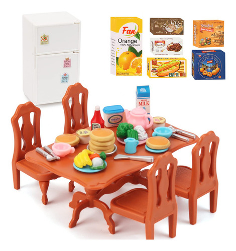 Juego De Muebles Para Casa De Muñecas Con Comedor Miniatura