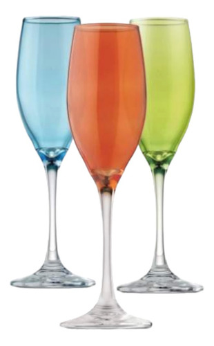 Set De 6 Copas Champagne 176cc Colores - Allegra