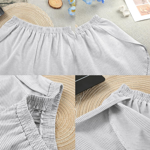 Pijama De Rayas Para Mujer, Pijama Corto De Dos Piezas