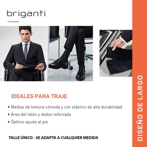 Imagen 7 de 10 de Pack X3 Medias Hombre De Hilo Vestir Briganti Lisas Acc07030